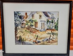 Albert Herman Schmidt Watercolor Painting on Paper Framed Old Homestead Signed