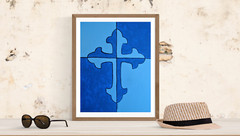 Original Acrylic Painting Modernism Celtic Cross of Jesus Signed Collectible Art