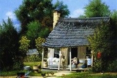 Oil painting Fresh-Sunned-Pillows-Tonight-William-Aiken-Walker house landscape