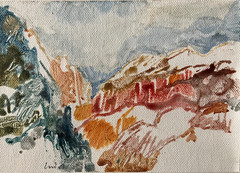 „Französische Westalpen“, Heinrich G. Noé, 2006, Aquarell auf Leinwand, 17×12 cm