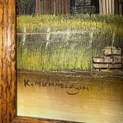 K Michaelson Original Canvas Oil Painting “Covered Bridge”8×10 COA #95004 Framed