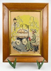 Vintage R Meredith framed watercolor ink illustration Victorian Gallery wall