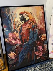 16×20 Exotic Parrot Hand Painted Canvas – Help A Dog Rescue !