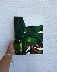 Banana Leaves & Heliconia Original Painting