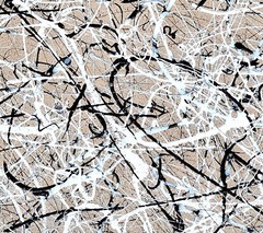 XXL Jackson Pollock Style Soft Sand Black White Textured Painting 59×30 in