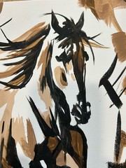 Original Abstract Horse Gallop Painting 14×11 canvas Modern Wall Art Home Decor
