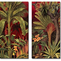 Bali Garden by Jimeniz 2-pc Gallery Wrap Canvas Giclee Set (24 in x 12 in Each)
