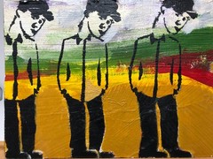 Original Brut Outsider Folk Artist T-Marie Nolan Painting on Wood