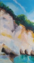 acrylic painting on canvas original handmade art with seascape 16 in by 12 in