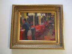 MYSTERY ORIGINAL PAINTING DINER CAFE RESTAURANT DENVER IMPRESSIONIST MODERNIST