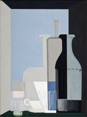 Study of STILL LIFE WITH BOTTLES by Amedee Ozenfant – Grey Blue Collage Painting