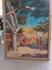 Large painting on canvas. 1984. Germany. ARTIST Wäldchen. Impressionism style. L