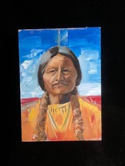 „Sitting Bull'“ oil on 7″ x9.5 ‚ panel done in oil