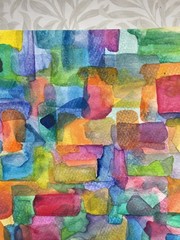 Abstract Original Watercolor Art, Unframed, Colorful Layers, Blue Purple Pink