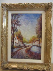 Roger Etienne (USA 1923-2011)“Region of Bourgogne“ Original Framed Oil on Canvas