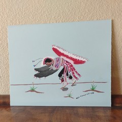 Beautiful Dancing Warrior Painting, 8″ x 10″, Signed