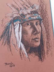 Artist Bunch Original Watercolor Indian Boy And Headdress