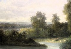 American school 19th century exceptional landscape oil painting signed C Young