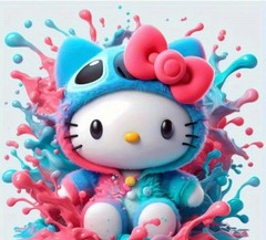 DIY Hello Kitty in Stitch Outfit Diamond Painting Kit (30×30 cm) C50