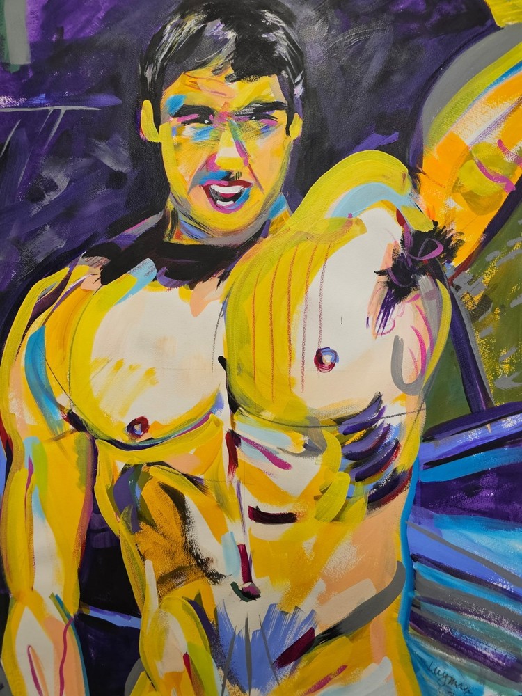 Original Muscular Painting Male Gay Interest Muscle stud 22″ x 30″ approx.