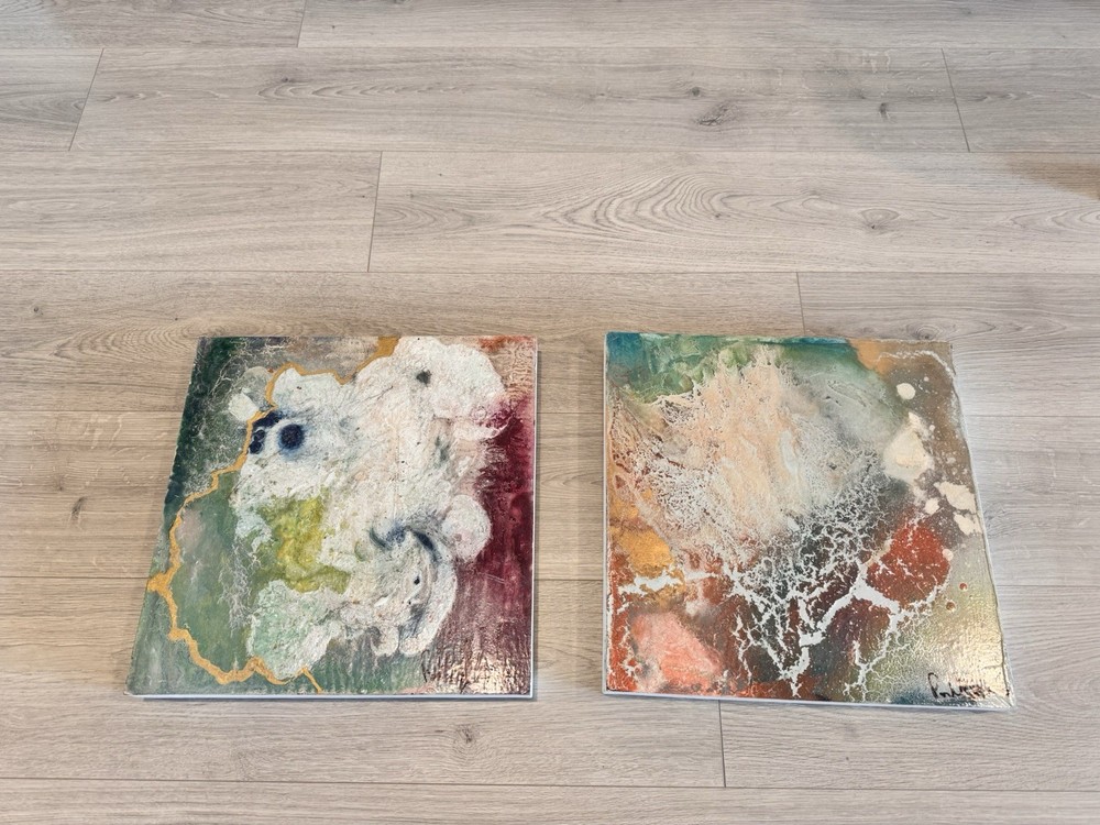 Paul Mathisen Abstract Mixed Media Painting „Sarasota Sunset #5“, & „#11,“ 2010