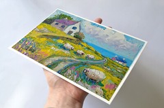 Irish Cottage Landscape Original Oil Painting 8×6″ Small Countryside Art