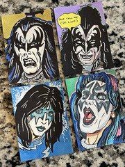 KISS CARD – ACEO Art Sketch 2.5 X 3.5 Rock Music Painting Drawing Paper Ink