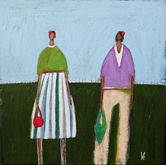 Folk Painting Original Abstract People Portrait Canvas Woman Whimsical 10×10 Art