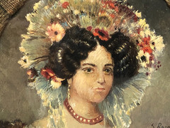 Antique Hand Painted and Signed Women’s Portrait in Original Frame.