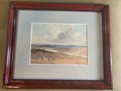Antique Wm Aikman 1907 „Belhaven Sands“ Watercolor Painting – Signed/Framed