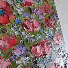 Red Poppies ORIGINAL OIL Painting , impasto 7″x5″ by Olga Diduh.