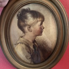 Vintage Gold REOFECT Painting Children Set Of 2 Charlotte & Peter Oval portraits
