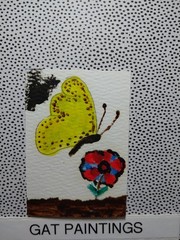 WHIMSICAL 2×3 ORIGINAL FOLK ART PAINTING MINIATURE 3×3 COTTAGECORE BUTTERFLY GAT