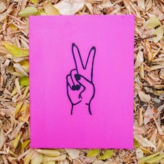 Peace Out Cupcake. Handmade acrylic painting on 13 by 11 inch canvas