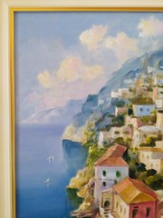 Amalfi Coast Landscape/Neapolitan Marine Scene/Original Oil Painting signed