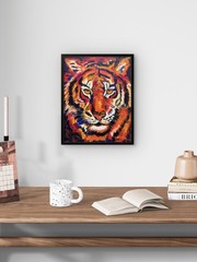 Colorful Abstract Tiger Painting Original Animal Wall Art 11×14 Canvas Decor CP