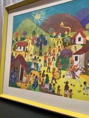 Pueblo Art by Artist Maya In Frame Signed by Artist Width 31.5 In Hieght 22 In