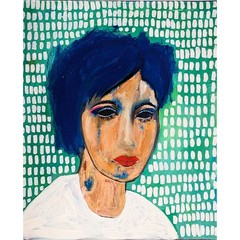 Abstract realism painting woman portrait figurative. Contemporary expressive art