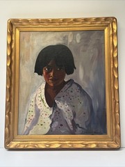 Antique Indian Portrait Painting American Tribal Listed John Christopher Smith