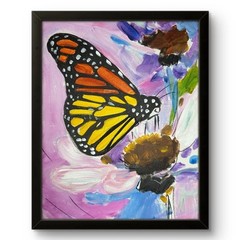 Monarch Butterfly Floral Painting Art Spring Flower 8×10 Garden Art Decor