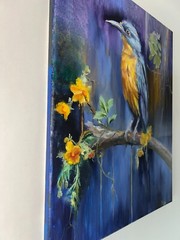 ORIGINAL PAINTING oil,16×20 inches, Gift Lovers Bird, Wall Art Decor, Home GIFT