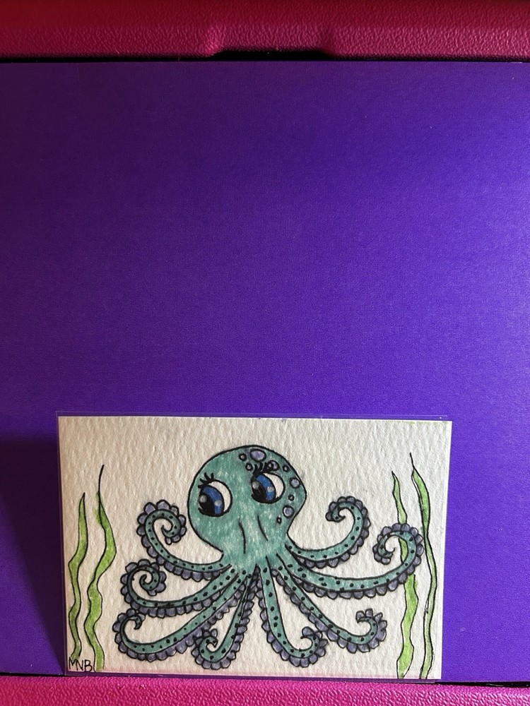 ACEO Art Card Original’ Whimsical Octopus