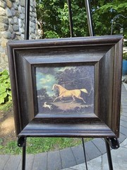 A Palomino & A Spaniel Landscape by Charles Towne Mini Giclée Varnish Print