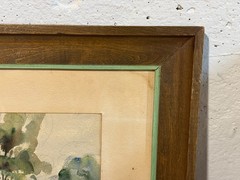 1960s Original Water Color Painting creek cabin scene artist signed 20″ x 15″