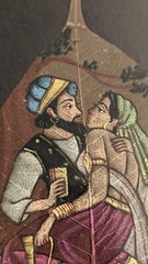 Set of 4 Vintage 1970s Framed Indian Oil Paintings on Real Fig Leaves. 9″ x 11″
