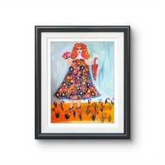 Spring In Her Steps Colorful Neo Expressionist Original Wall Art 11×14 Canvas