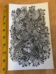 Original Ink Drawing Signed By Artist. Black & White, Modern Doodle Art. 9×5.5 “
