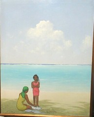 JUAN PLUTARCO ANDUJAR DOMINICAN WOMEN ON THE BEACH ORIGINAL OIL CANVAS PAINTING