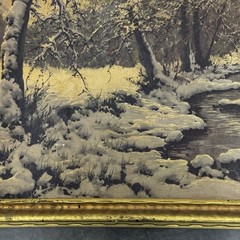 Vintage Lazlo Neogrady Winter Sunset Oil Painting On Board Signed 27.5×23.5