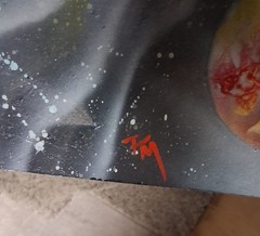 Signed Abstract Outer Space Planets & Stars Painting Unframed, single piece
